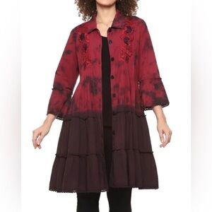 Parsley & Sage Rhonda duster dress light maroon to eggplant purple ombré - small